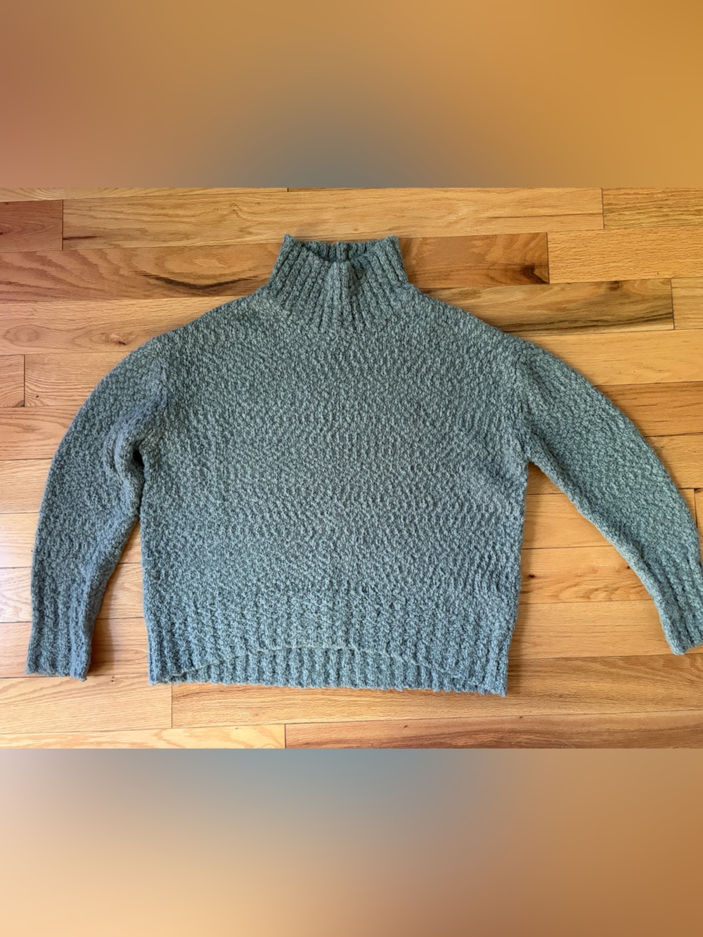 Cynthia Rowley Chunky Mock Neck Sweater in Sage turquoise color